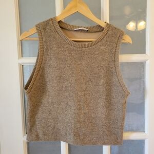 Tan Zara Sleeveless Sweater Vest Tank - Size Large